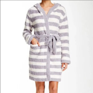 Barefoot Dreams Cozy Chic Striped Hooded Robe (NO BELT) - Size 1 (Small)